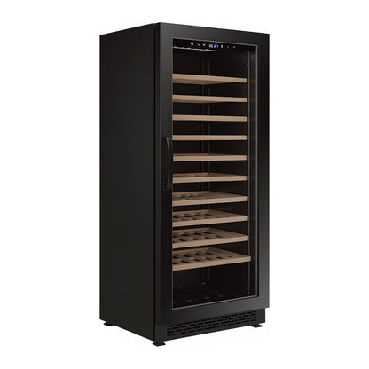 Connoisseur 78 Single wine cellar — 78 bottles — three-quarter view showing the cabinet depth and side panel
