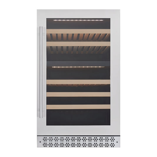 Connoisseur 78 Dual wine cellar — 78 bottles, dual zone, built-in or freestanding — front view with the door closed